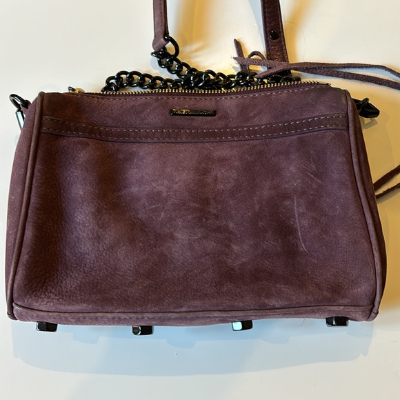 Rebecca Minkoff Purple Suede Leather Black Chain Strap Crossbody Purse Handbag - Picture 2 of 3